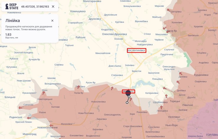 DeepState о ситуации на Краматорском направлении 6 августа