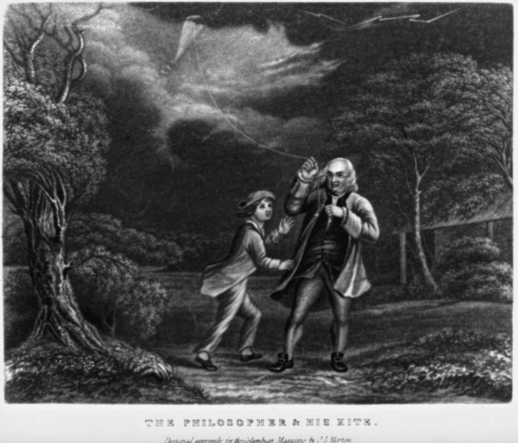 наука, міф, експеримент, історія, неточність, історія науки, ілюстрації, дослідження, достовірність, перевірка інформації, повітряний змій, електрика, гравітація, науковий міф, Франклін, провідник, ізолятор, блискавка, струм, метал