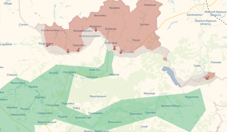 Сумська область 19 червня на мапі DeepState