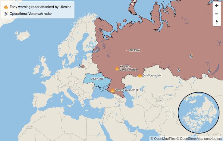 Карта ударів по об'єктах РФ