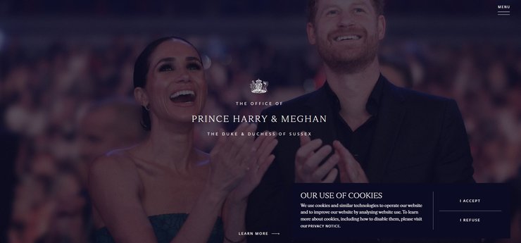 Новый сайт принца Гарри и Меган Маркл