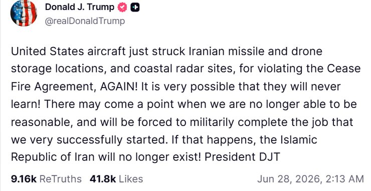 допис Дональда Трампа з погрозами Ірану