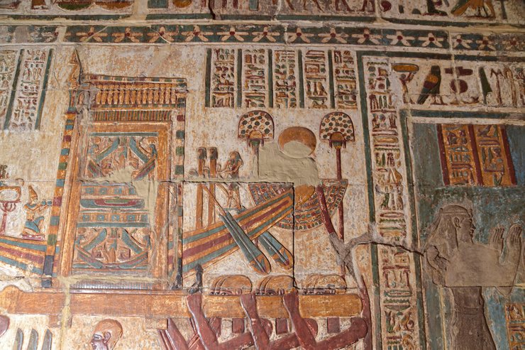 храм, Египет, реставрация, восстановление, изображение, сцена, пигмент, цвет, колонна, стена, консервация, огонь, пронаос, сооружение