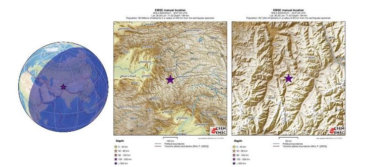 землетрясение, Афганистан, стихийное бедствие, карта