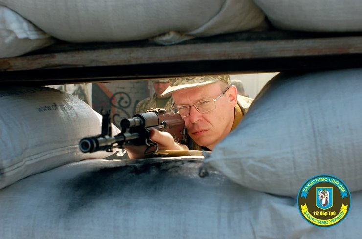 Евгений Лешан на учениях ТрО