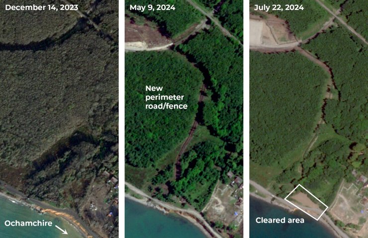 Фотографії будівництва біля гавані в Очамчирі від Planet Labs PBC