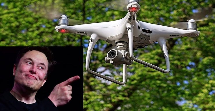 tesla and drone