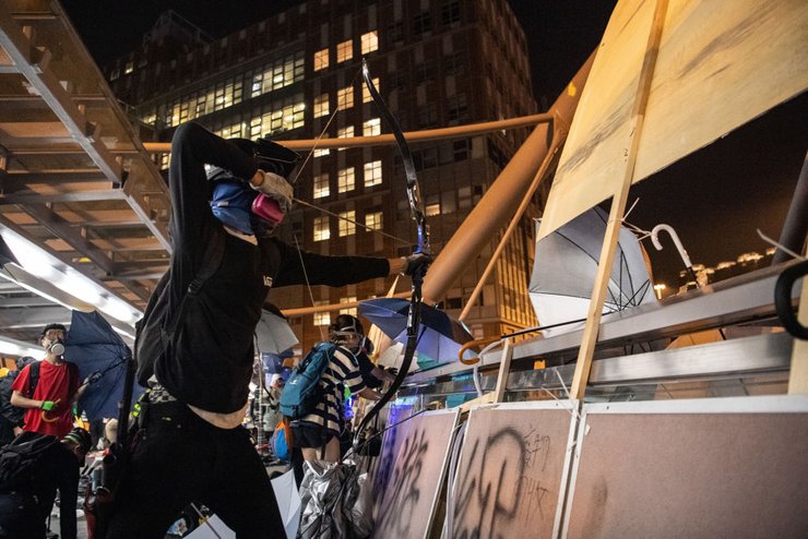 Гонконг, битва за университет, Китай, протесты, фото