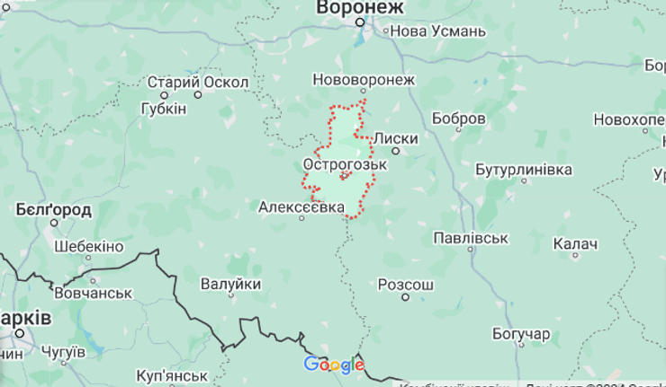 Острогожский район на карте