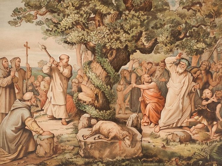 святой бонифаций, традиции, рождество, елка, дуб одина