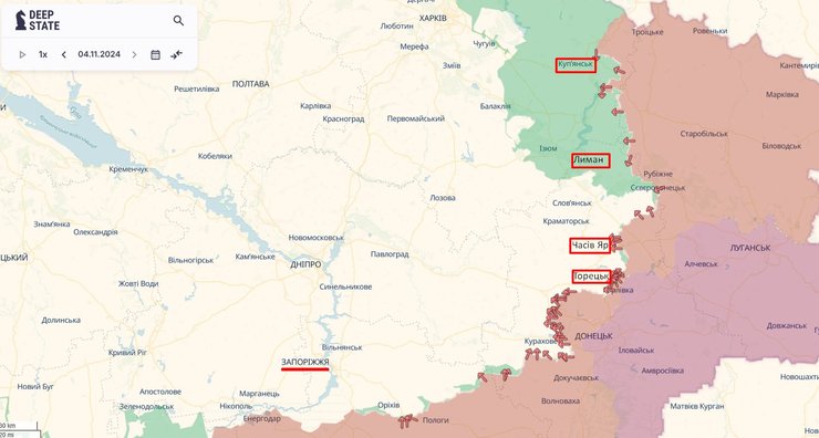 Наступ РФ, лінія фронту, ситуація 5 листопада, карта, DeepState