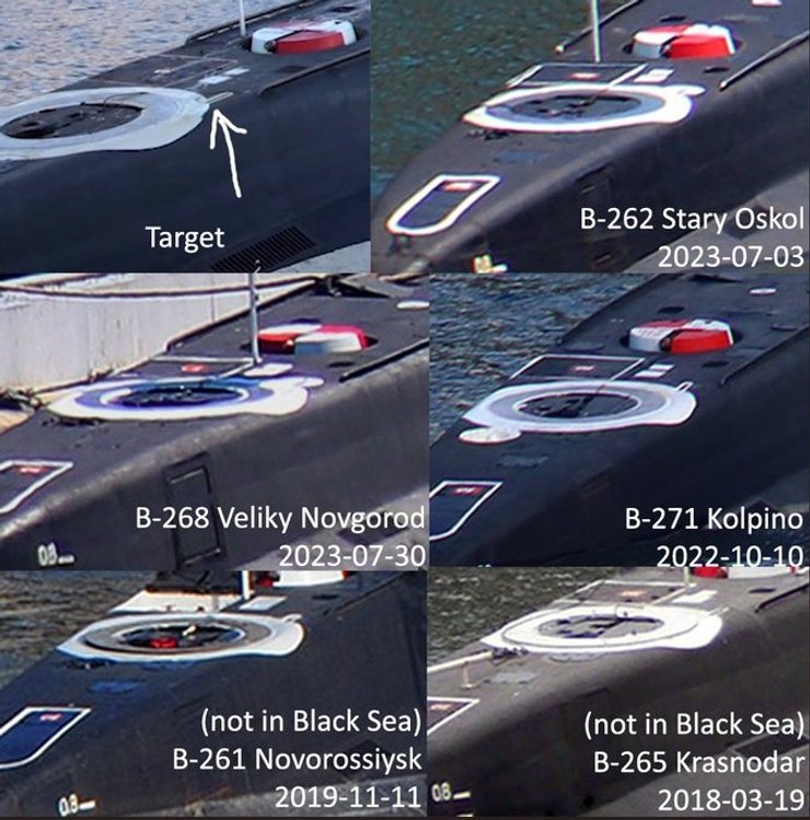 Анализ пятен на корпусе субмарин класса "Варшавянка"