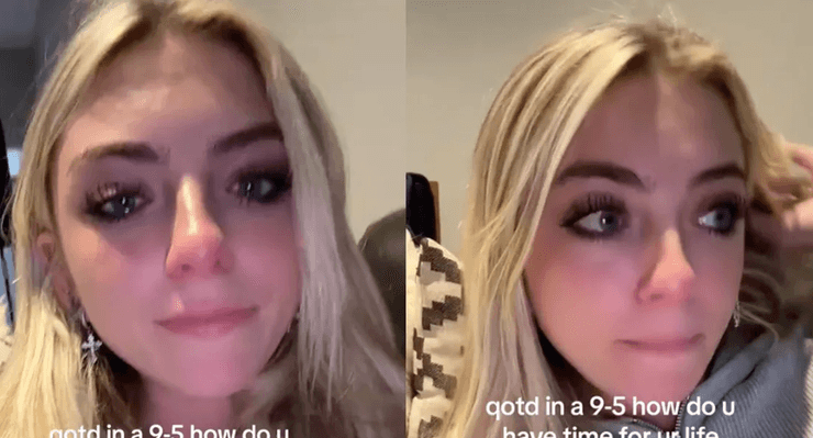 Дівчина розплакалася через роботу, перша робота, робота після навчання, робота після коледжу, соцмережі, TikTok, стрес через роботу