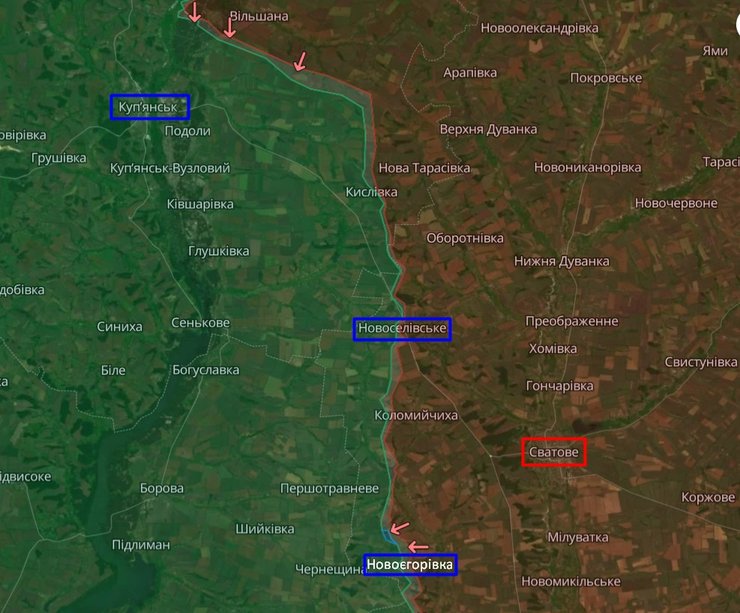 Новоселовка и Новоегоровка под Сватовым по состоянию на 12 сентября 2023 года
