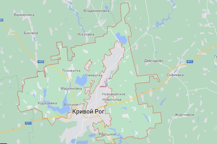 карта криворізького району, криворізький район карта, громади криворізького району