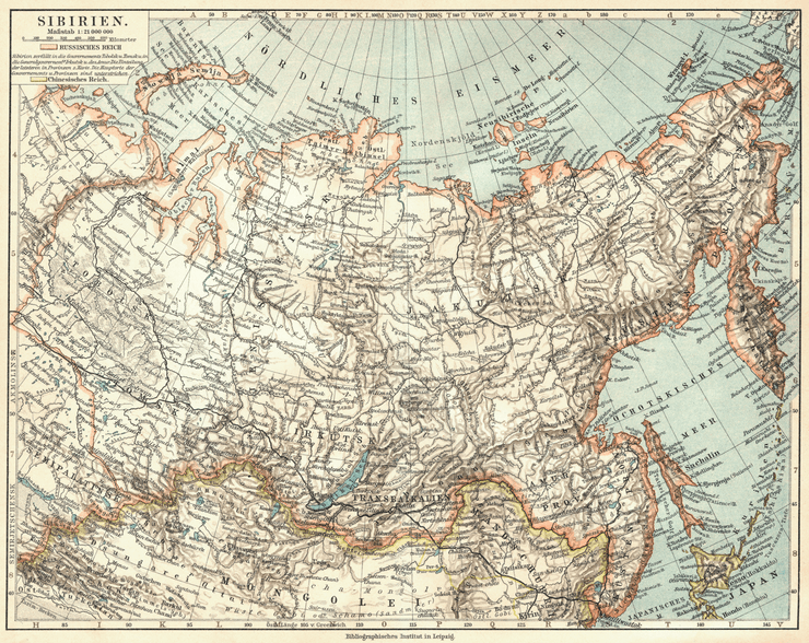 Карта Сибири, 1905 год, Сибирь