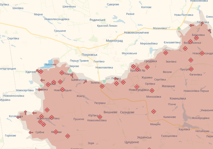 Покровський напрямок, ситуація під Покровськом, бої під Покровськом, DeepState, ситуація на Донбасі