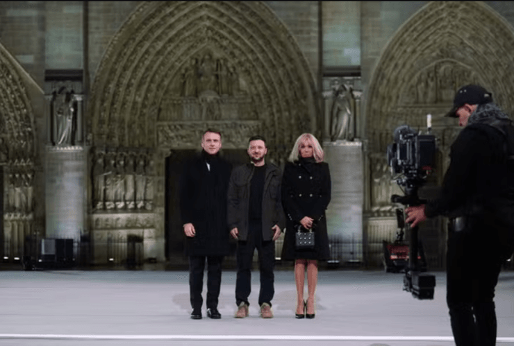 Владимир Зеленский вместе с Эмманюэлем и Бриджит Макрон