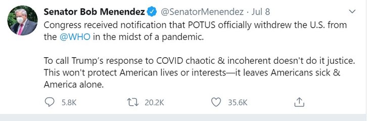 менендез, коронавирус, воз