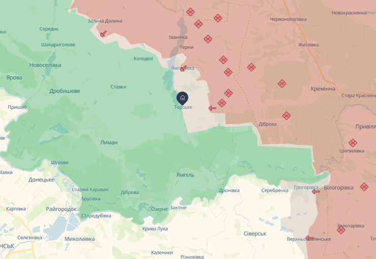 Ситуация возле села Торское по состоянию на 28 июля по данным DeepState