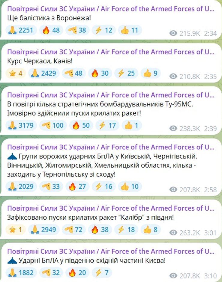 Повітряні сили розповіли про ракети та Шазеди під час удару РФ 6 червня