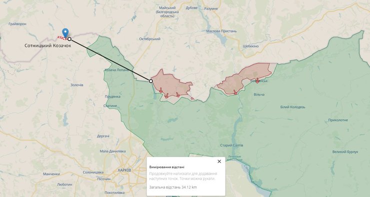 Наступ РФ, Сотницький Козачок, 28 червня, карта