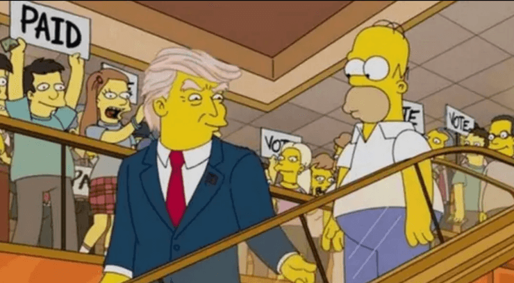 Дональд Трамп и Гомер Симпсон в сцене из эпизода о выборах в США