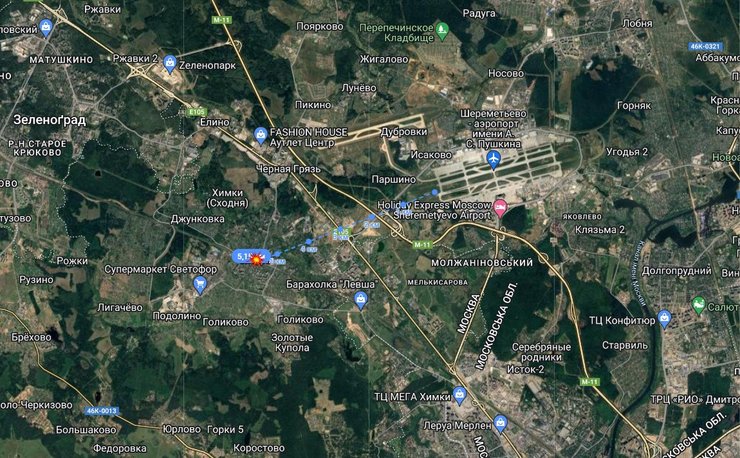 пожежа у Хімках, пожежа під Москвою