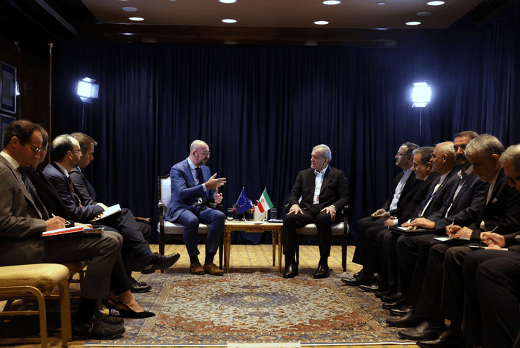 Встреча Шарля Мишеля и Масуда Пезешкиана в Нью-Йорке