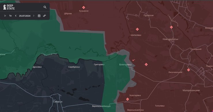 Карта боїв в районі Білогорівки