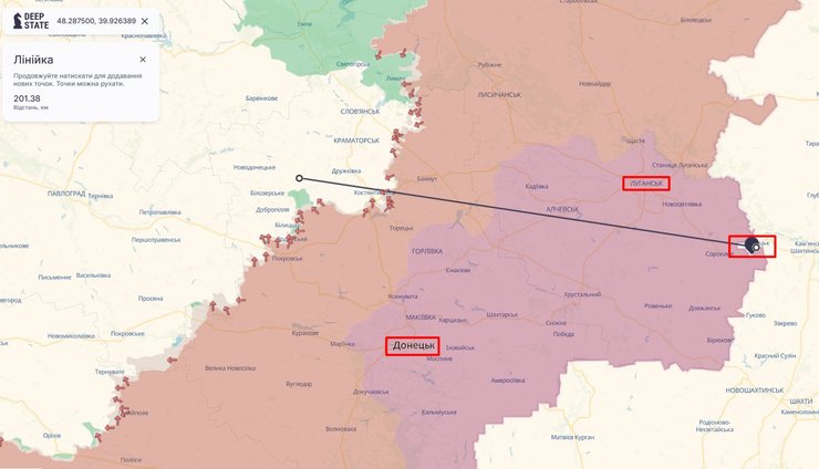 карта з ситуацією під Донецьком та Луганськом, 3 червня, DeepState