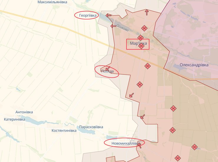 карта боевых действий, карта боевых действий, Марьинка