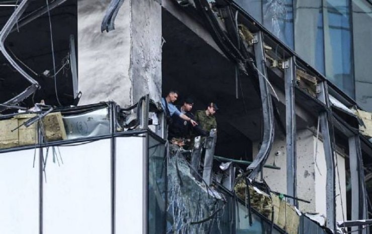 Последствия атаки дронов в Москве