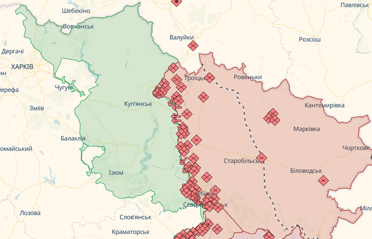 Куп’янськ, Куп’янськ карта, карта Харківської області, Харківська область карта, карта Харківської області