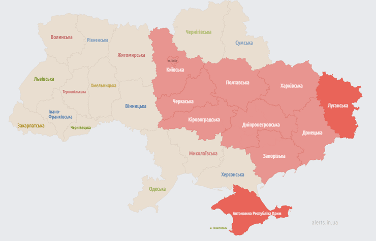 карта тревог, воздушная тревога, тревога украина