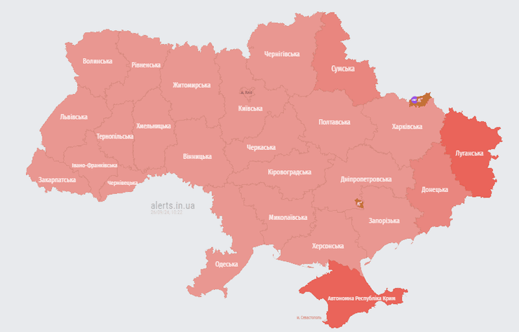 карта, Украина, карта тревог