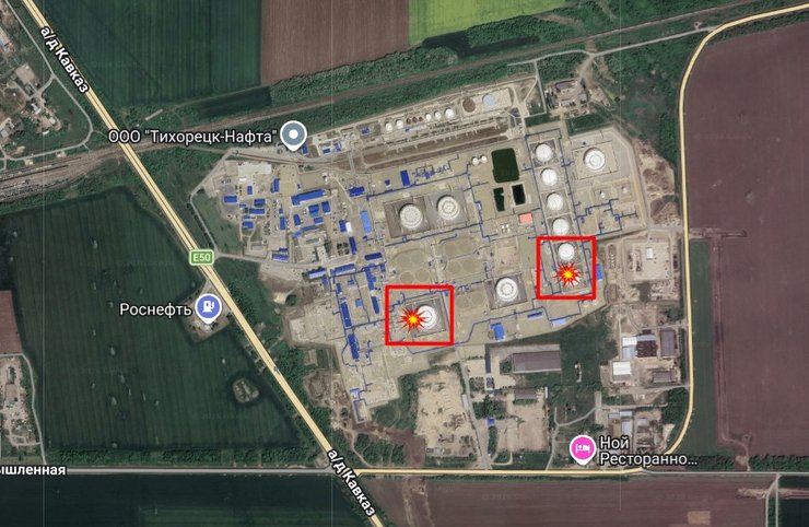 Координати точок влучання по станції "Тихорецьк" 12 березня