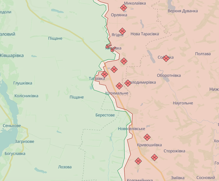 Купянское направление, карта