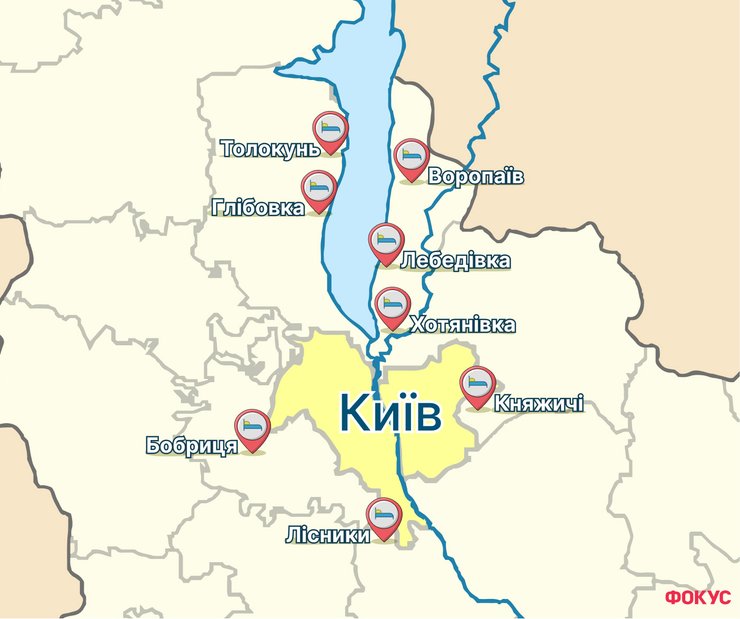 отели, базы отдыха, киевская область, загородные комплексы, карта