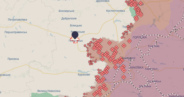 Самая горячая ситуация остается на Покровском и Кураховском участках. Карта DeepState