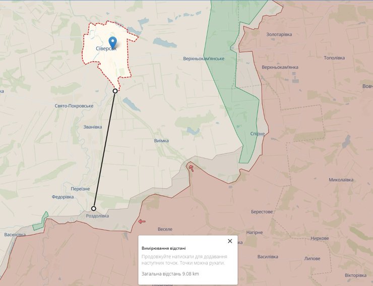 Бои на востоке, Раздоловка, Северское направление, карта, 26 июня