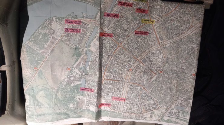 Российская карта оккупации Киева с инфраструктурными объектами, помеченными маркером