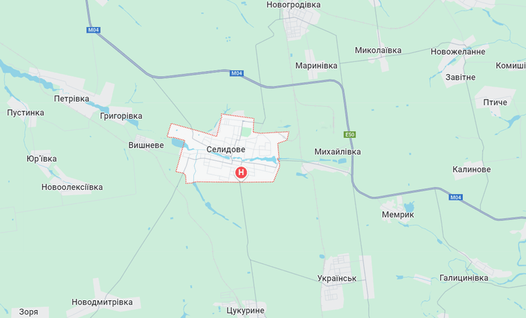 Селидово на карте