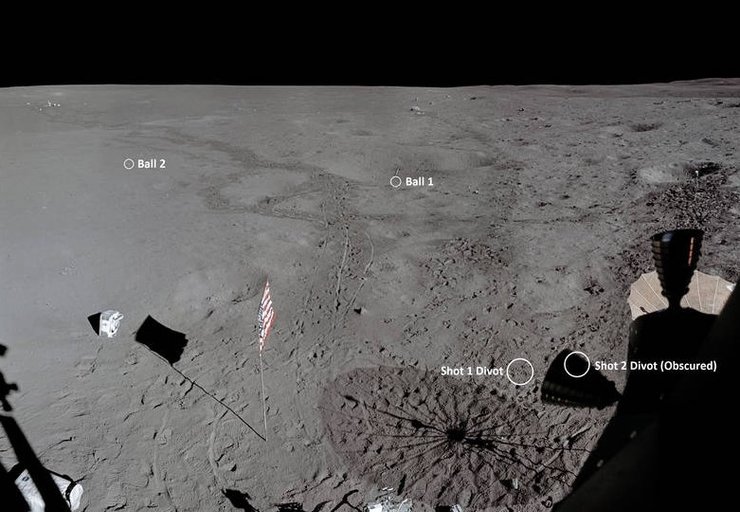 Луна, мячи для гольфа, космический мусор