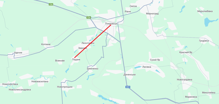 Расстояние Песчаное-Покровск