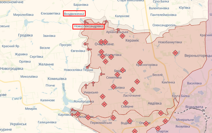 новоалександровка карта, воздвиженка, deepstate