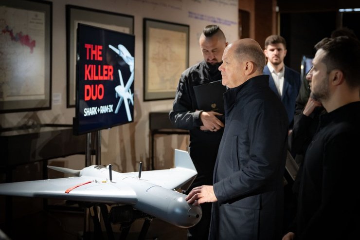 Олаф Шольц, Володимир Зеленський, БПЛА, дрон, Шахед, фото