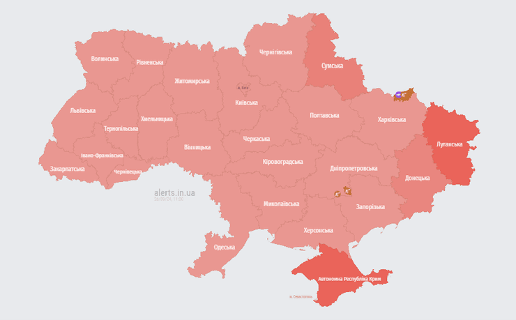 карта тревог, Украина, карта