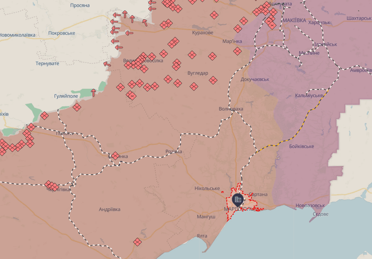 Окупований Маріуполь станом на 6 серпня на мапі DeepState