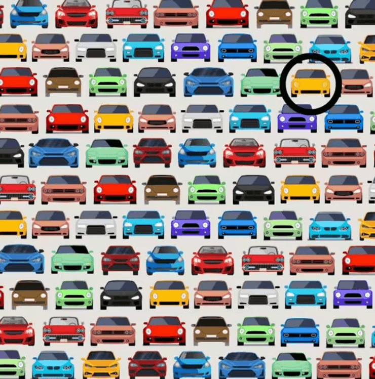 Візуальна головоломка, головоломка тест, загадка, тренування для мозку, автомобіль, машина, увімкнені фари,